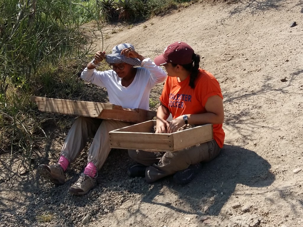 Monica (left, UMN anthropology undergraduate) and Risa (right) at a field site on Rusinga Island, Kenya
