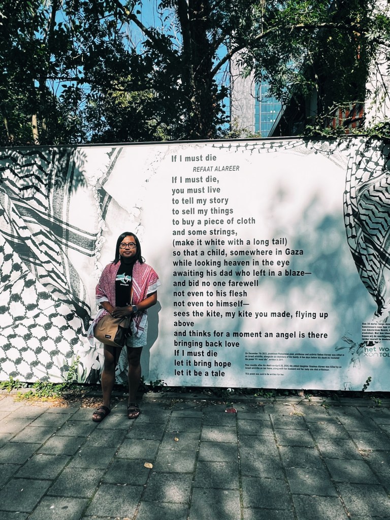 Mural featuring Refaat Alareer's poem, "If I must die."